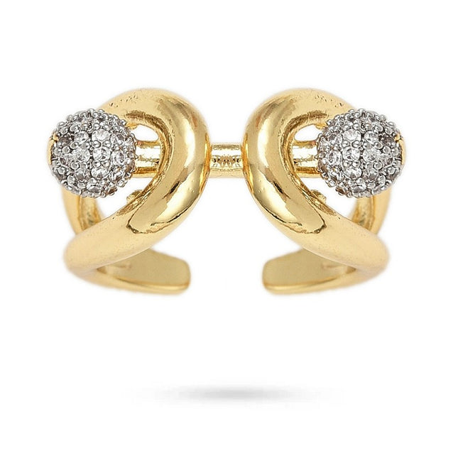 Bague femme réglable shamballas sertis de zirconiums Bagues plaqué or Bijouxmode