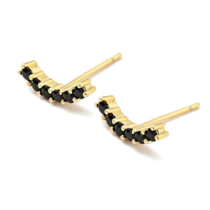 Boucles d'oreilles zirconiums noirs or 14 mm Boucles d'oreilles plaqué or Bijouxmode
