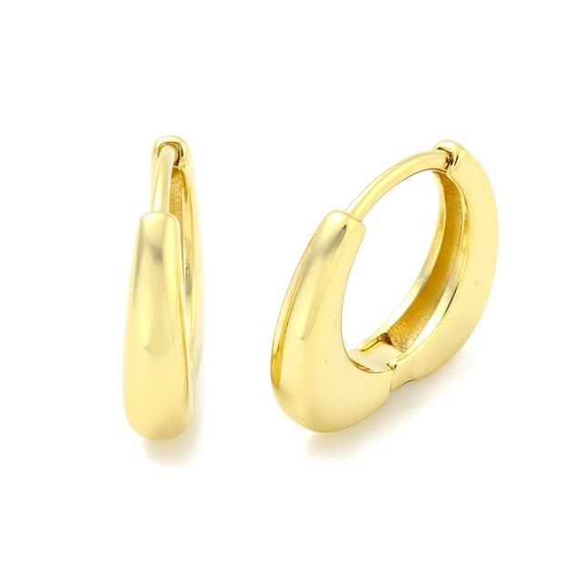 Boucles d'oreilles Créoles dorées à l'or fin 14 * 3 mm
