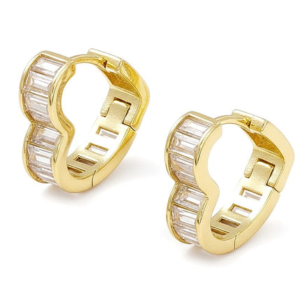 Boucles d'oreilles Créoles en forme de cœur dorées à l'or fin