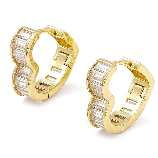 Boucles d'oreilles Créoles en forme de cœur dorées à l'or fin