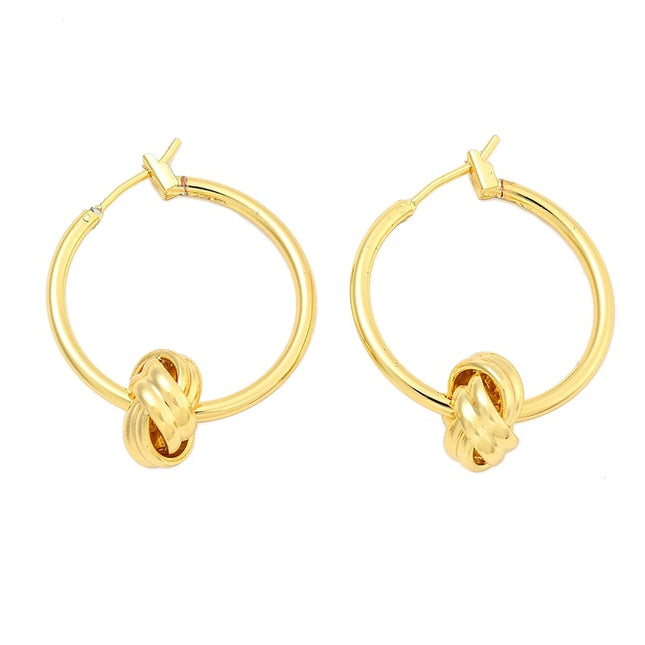 Boucles d'oreilles Créoles nœud dorées à l'or fin