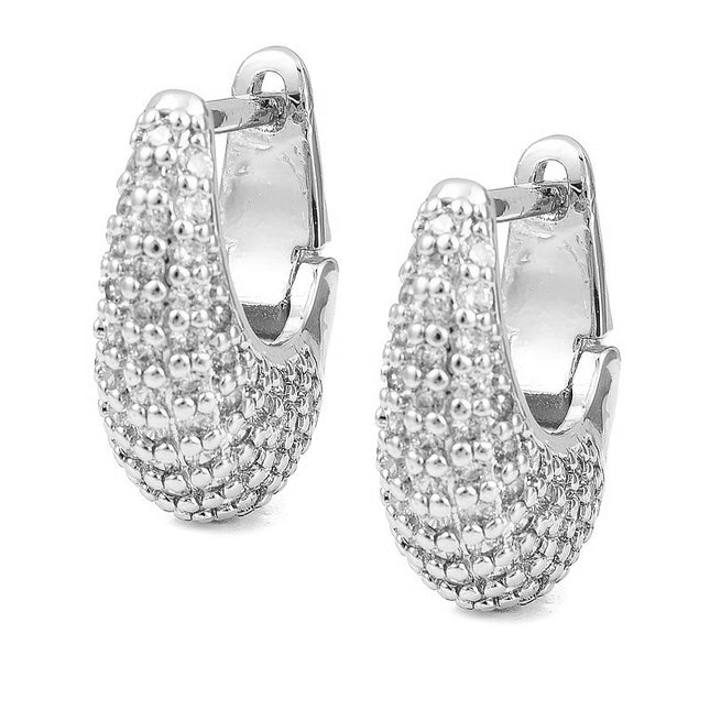 Boucles d'oreilles Créoles ovales dorées à l'or fin entourées de zirconiums sertis