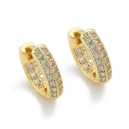 Boucles d'oreilles Créoles rondes dorées à l'or fin zirconiums sertis