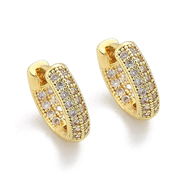 Boucles d'oreilles Créoles rondes dorées à l'or fin zirconiums sertis