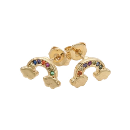 Boucles d'oreilles arce en ciel dorées à l'or fin zirconiums couleurs sertis