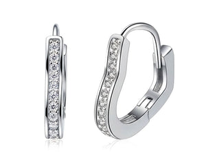 Boucles d'oreilles argent 925 Créoles cœur zirconiums sertis
