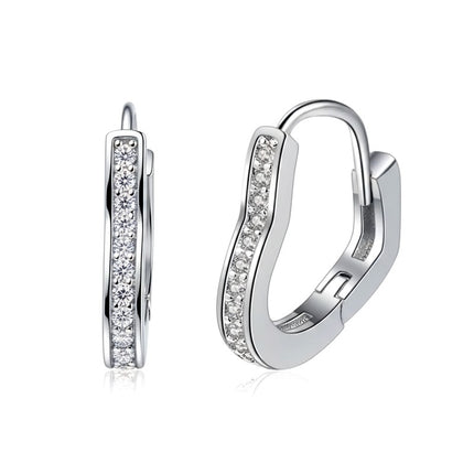 Boucles d'oreilles argent 925 Créoles cœur zirconiums sertis
