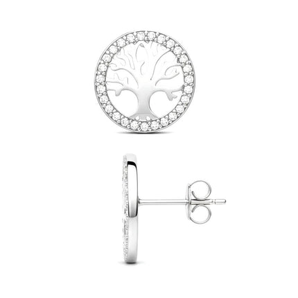 Boucles d'oreilles argent 925 arbre de vie zirconium serti Nora