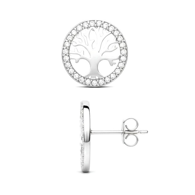 Boucles d'oreilles argent 925 arbre de vie zirconium serti Nora