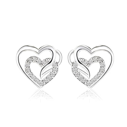 Boucles d'oreilles argent 925 double cœur Laurence