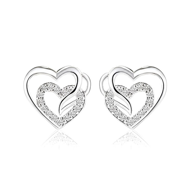 Boucles d'oreilles argent 925 double cœur Laurence