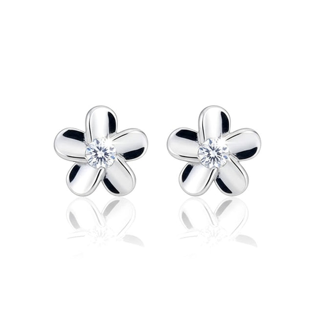 Boucles d'oreilles argent 925 fleur zirconium blanc serti Annick