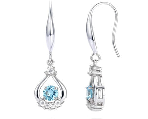 Boucles d'oreilles argent 925 tombantes zirconium bleu serti Kamilla