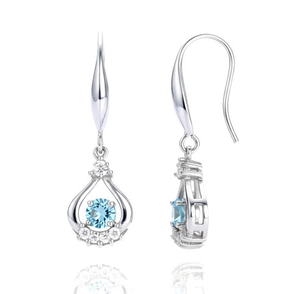 Boucles d'oreilles argent 925 tombantes zirconium bleu serti Kamilla