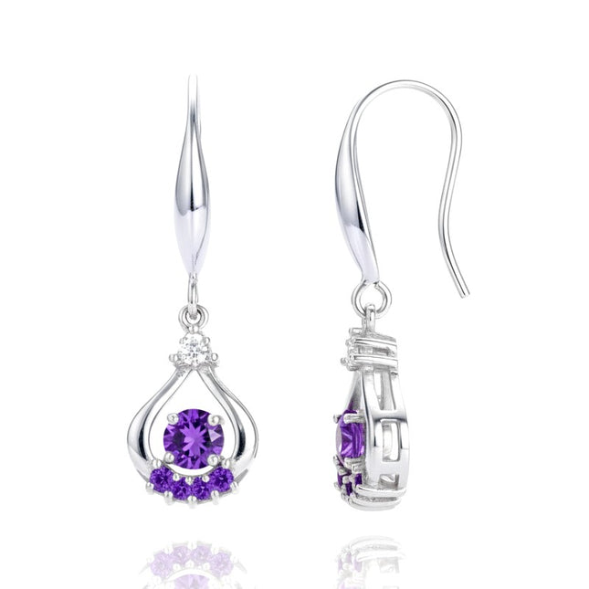 Boucles d'oreilles argent 925 tombantes zirconium mauve serti Sharifa
