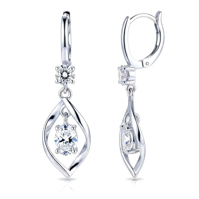 Boucles d'oreilles argent 925 tombantes zirconiums blanc sertis Bérénice