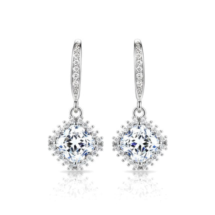 Boucles d'oreilles argent 925 tombantes zirconiums sertis Diane