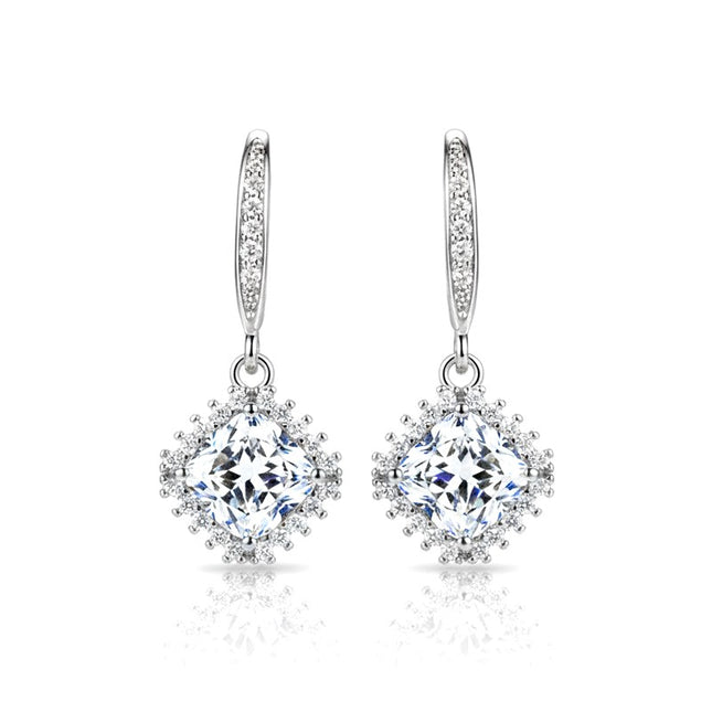 Boucles d'oreilles argent 925 tombantes zirconiums sertis Diane