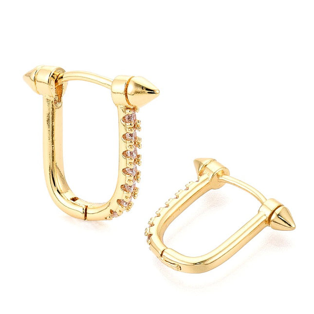 Boucles d'oreilles clous dorées à l'or fin avec zirconiums sertis