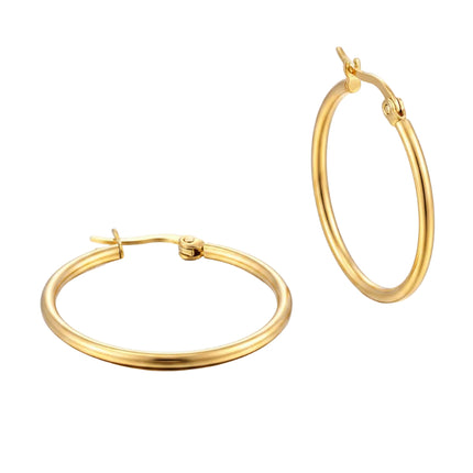 Boucles d'oreilles femme Créoles en acier inoxydable doré - 30 mm
