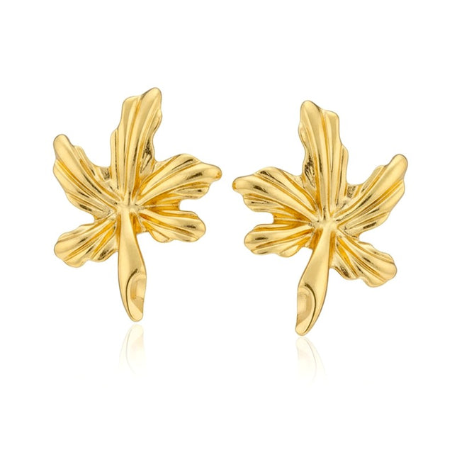 Boucles d'oreilles femme en acier inoxydable doré en fore de feuille