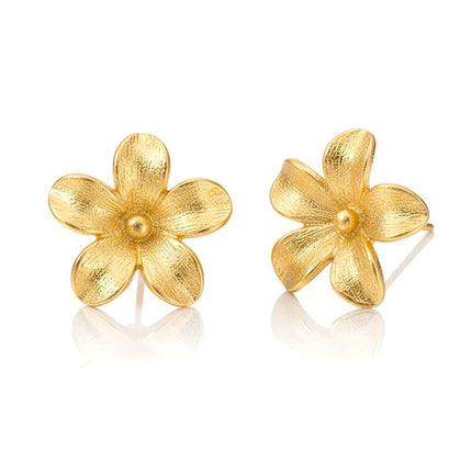Boucles d'oreilles femme en acier inoxydable doré en forme de fleur