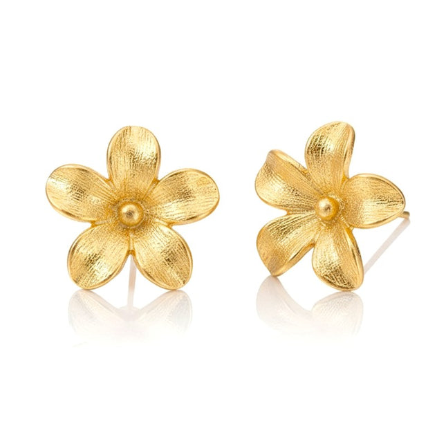 Boucles d'oreilles femme en acier inoxydable doré en forme de fleur
