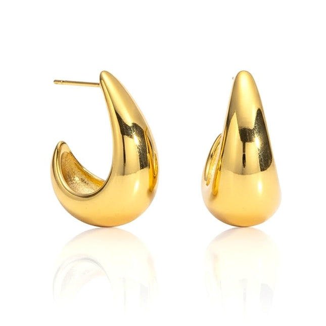 Boucles d'oreilles femme en acier inoxydable doré en forme de goutte