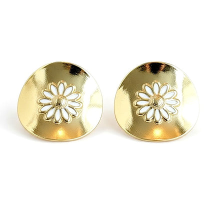 Boucles d'oreilles femme en acier inoxydable doré en forme de marguerite 