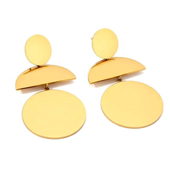 Boucles d'oreilles femme en acier inoxydable doré formes géométriques