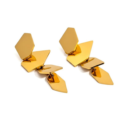 Boucles d'oreilles femme en acier inoxydable doré formes géométriques 2