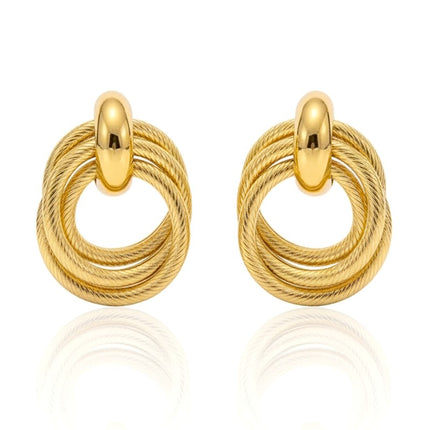 Boucles d'oreilles femme en acier inoxydable doré triple cercle
