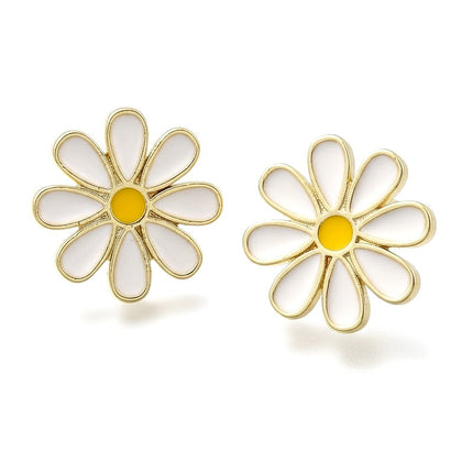 Boucles d'oreilles fleur marguerite dorées à l'or fin