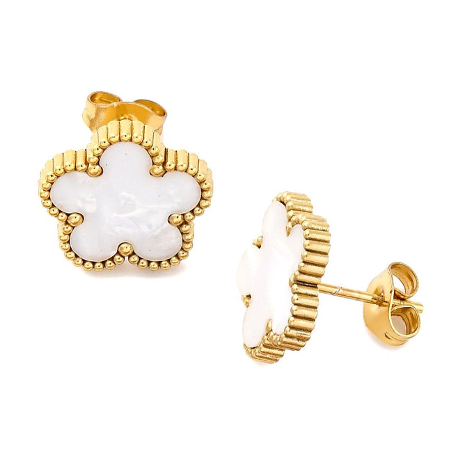 Boucles d'oreilles fleurs dorées à l'or fin