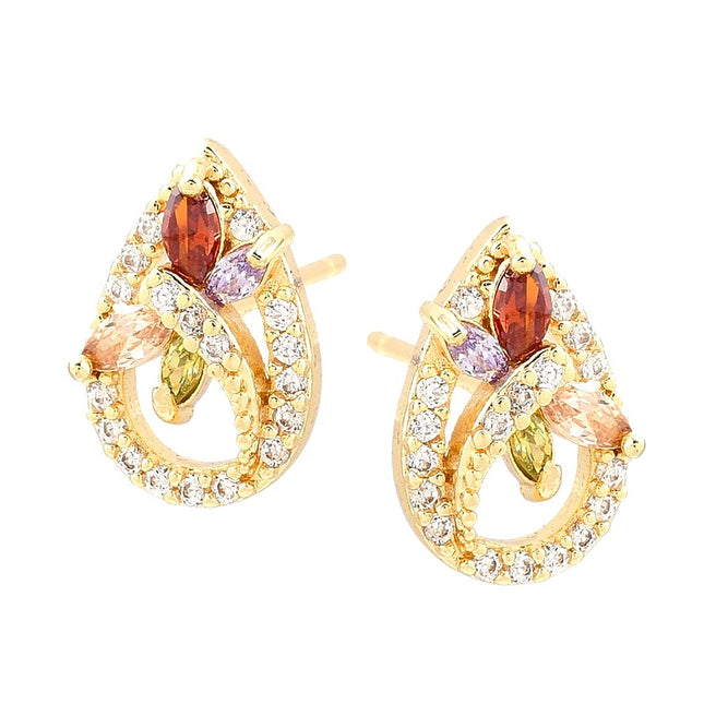 Boucles d'oreilles oxydes couleurs dorées à l'or fin zirconiums sertis