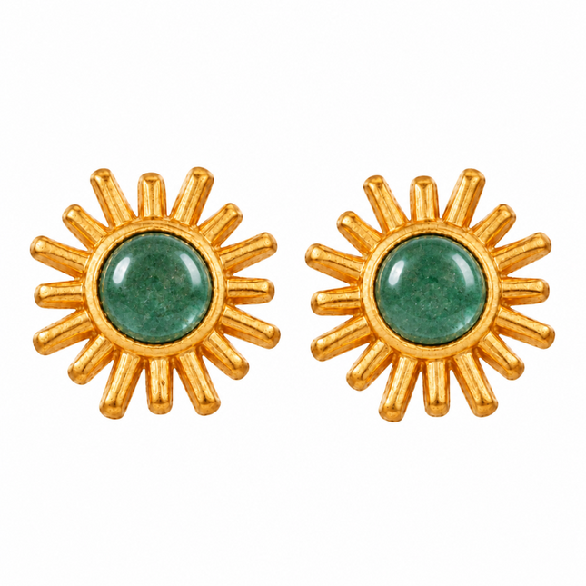 Boucles d'oreilles soleil pierre naturelle aventurine