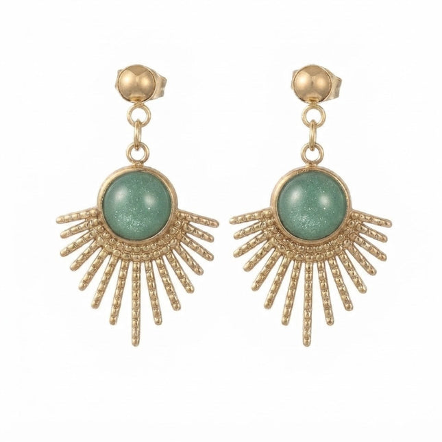 Boucles d'oreilles tombante soleil pierre naturelle amazonite