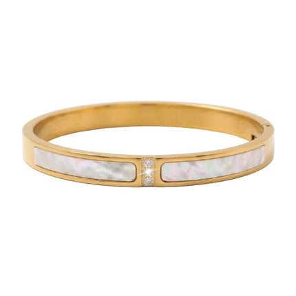Bracelet acier inoxydable avec coquille de nacre 
