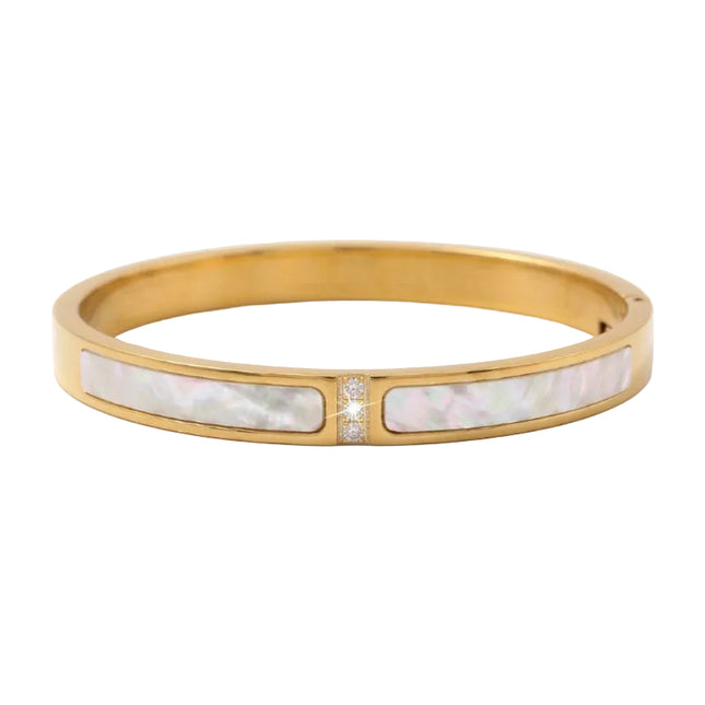 Bracelet acier inoxydable avec coquille de nacre 