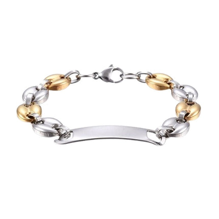 Bracelet acier inoxydable homme gourmette grains de cafés Papybiker66