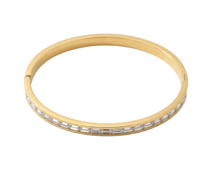 Bracelet acier inoxydable jonc ouvrant avec strass.