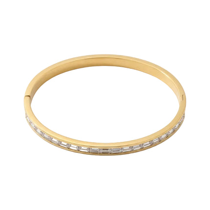 Bracelet acier inoxydable jonc ouvrant avec strass.
