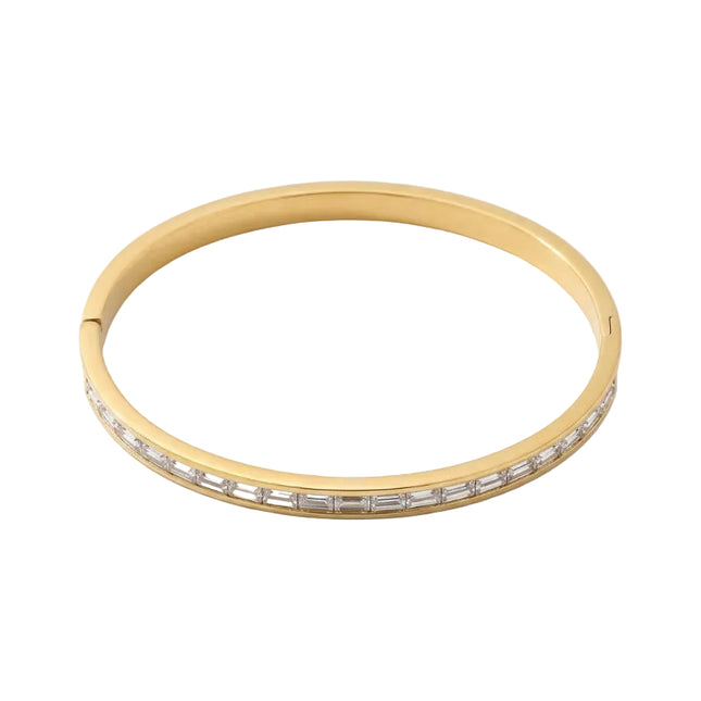 Bracelet acier inoxydable jonc ouvrant avec strass.