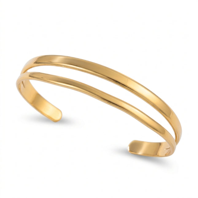 Bracelet acier inoxydable manchette double rang 