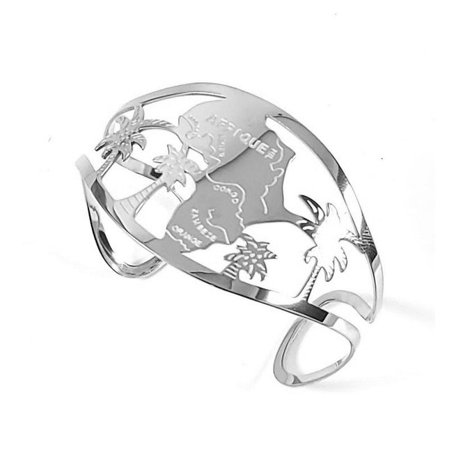 Bracelet pour femme - Acier 316 inoxydable argenté motifs carte d'Afrique Bijouxmode
