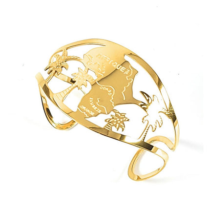 Bracelet pour femme - Acier 316 inoxydable doré motifs carte d'Afrique Bijouxmode