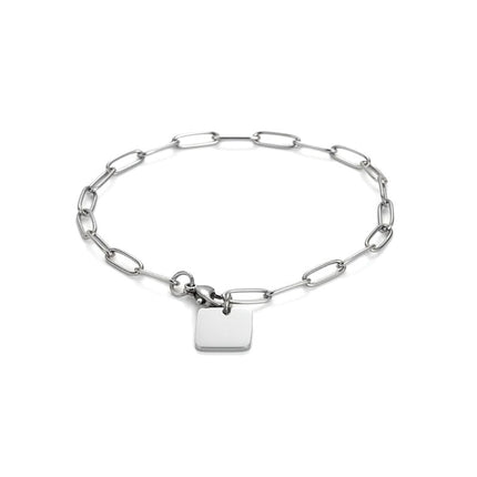 Bracelet en acier inoxydable chaîne trombone avec plaque personnalisable