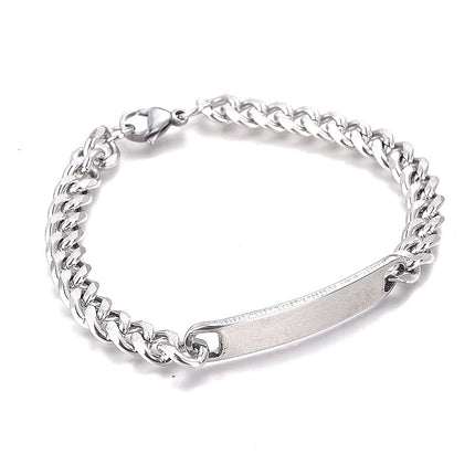 Bracelet gourmette acier inoxydable plaque à graver