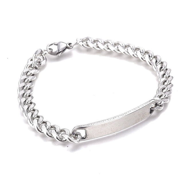 Bracelet gourmette acier inoxydable plaque à graver